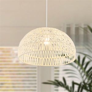Adjustable Height Farmhouse Rattan Pendant <b>Lights</b> Chandeliers with Hanging <b>Rope</b> Farmhouse Style Lighting - Product Image 5