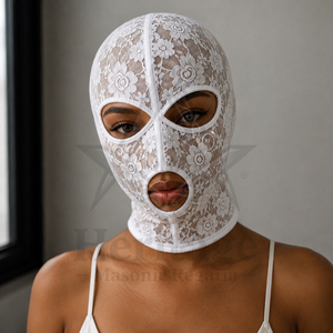 Máscara Facial de Encaje Floral HMR – Capucha Transpirable para la Cara Completa, Ideal para Moda, Cosplay, Bondage y Fetichismo - Product Image 1