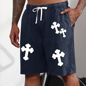 กางเกงขาสั้นทรงโอเวอร์ไซส์ผ้าฝ้ายเฟรนช์เทอร์รี่ 100% สไตล์วินเทจฟอกสีซีดแบบยูบีเอ็น ดีไซน์ขาดๆ แบบดิสเทรส - Product Image 4