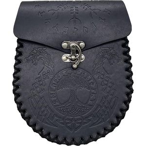 Sporran écossais personnalisé en cuir véritable, pochette des Highlands, design celtique viking gaufré, accessoire traditionnel pour kilt, vente en gros - Product Image 4
