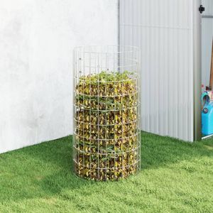 Compostiera da Giardino in Acciaio Zincato 50x100 cm con Aerazione per Compostaggio Efficiente - Product Image 1