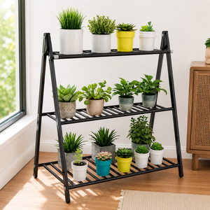 Soporte de Metal Negro en Forma de A de 3 Niveles para Plantas, Estante para Macetas de Interior, para Hogar, Jardín, Balcón - Product Image 2