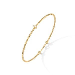 Pulsera de Cadena Trenzada en Tono Dorado con Cierre de Bola Ajustable y Acento de Diamantes para Mujer, Joyería de Regalo - Product Image 3