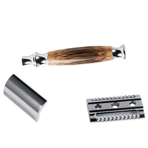 Maquinilla de afeitar de seguridad de doble filo con mango de madera, de bambú, para afeitado en húmedo, clásica, con logotipo OEM, venta al por mayor - Product Image 5