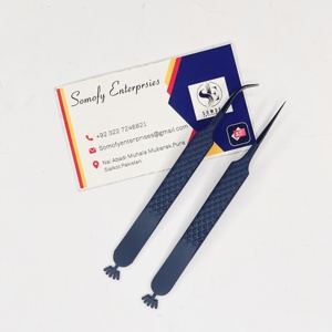 แหนบต่อขนตาสแตนเลสแบบยั่งยืนปลายสีดำปลายโค้งตรงปลายโค้งสีดำด้าน - Product Image 3