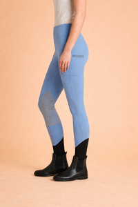 Leggings de equitación para mujer – Azul cielo |   Leggings de equitación de cintura alta con parche en la rodilla - Product Image 2