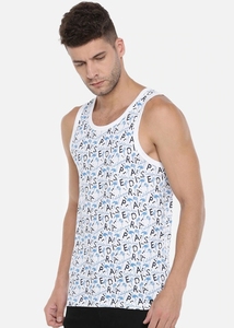 Camiseta sin mangas con estampado de letras para hombre, cuello redondo, informal, transpirable, de punto de algodón - Product Image 4