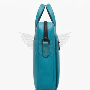 Modern Genuine Leather Durable Casual <b>Laptop</b> <b>Bag</b> Work Travel Personalized Branding Options Front Zip Pocket Shoulder Carry - Product Image 4