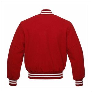 Men's Winter Varsity <b>Jacket</b> with Embroidered Custom Logo Stand Collar Leather Sleeves College Baseball <b>Pilot</b> Letterman Style - Product Image 2