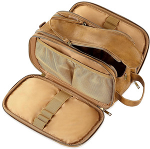 High Quality Luxury travel toiletry bag grooming organizer with leather construction for toiletries and accessories for sale - Product Image 2