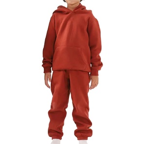 Conjunto Deportivo de Algodón con Capucha para Niños, Color Sólido, Corte Holgado, Informal, para Otoño, Manga Larga, con Bolsillos Laterales, Cintura Elástica - Product Image 4
