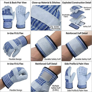 Gants de travail en cuir de vachette pleine fleur de haute qualité, respirants, antistatiques, avec manchette de sécurité, résistants à la chaleur, certifiés CE, pour ébénistes canadiens - Product Image 4