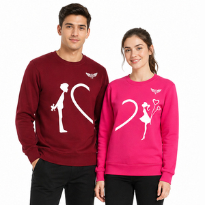 Sudaderas a juego para parejas, sudadera con capucha personalizada con estampado de amor, conjunto de regalo de San Valentín, sudadera unisex de forro polar con cuello redondo para parejas - Product Image 1
