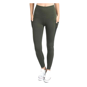 Leggings de yoga taille haute sans couture respirants avec poches, longueur intégrale, couleur unie, extensibles dans les quatre sens (Spandex/Nylon), 220g - Product Image 1