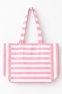 Bolsa de Lona a Rayas Blancas y Negras, Gran Capacidad, Abertura Superior, Bolso de Hombro para Playa, Viajes y Compras - Product Image 2
