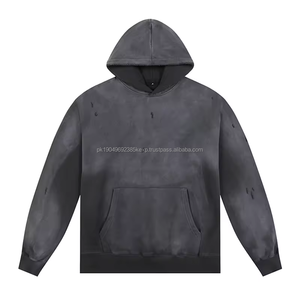 Sweat à capuche vintage personnalisé délavé à l'acide 100% coton éponge française pull vierge à capuche vert pour hommes - Product Image 6