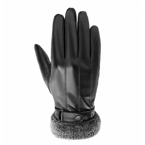 Guantes de Cuero para Ciclismo, Largos hasta la Muñeca, con Pantalla Táctil, Térmicos, para Invierno, Estilo Retro, Lisos, para Uso Diario - Product Image 3