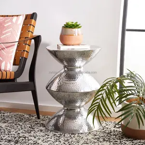 Coastal Luxury Metal Coffee <b>Table</b> with Hammered Finish Premium Designer Home Furniture - Product Image 1