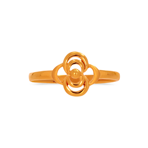 Bague spirale fleurie dorée, design artistique torsadé en boucle circulaire ajourée, bague statement pour femme - Product Image 3