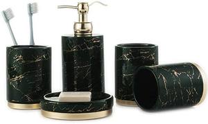 Ensemble de salle de bain de luxe en résine artisanale pour la décoration intérieure, distributeur de savon, gobelet et plateau de qualité supérieure avec finition brillante - Product Image 5