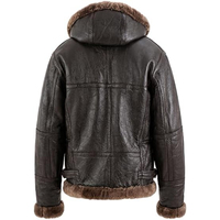 Veste bomber d'hiver pour homme en cuir véritable noir, doublée de fourrure sherpa, fermeture éclair, style aviateur