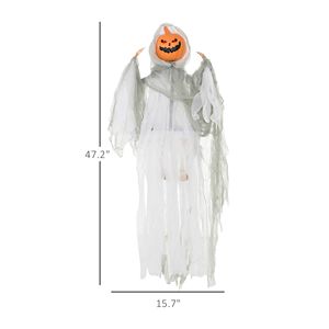 Zucca Fantasma di Halloween da Appendere da 1,2 m con Occhi Luminosi e Suoni Attivati dal Suono - Product Image 3