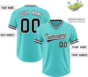 Maillot de baseball personnalisé à col en V, pull respirant imprimé, chemise de sport personnalisée avec nom et numéro brodés pour hommes, femmes et adultes - Product Image 4