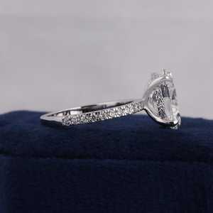 Bague de fiançailles vintage en diamant ovale de 4 carats certifié IGI, cultivé en laboratoire, E VVS2, or blanc 14 carats plaqué rhodium, solitaire, pour femme, haute joaillerie - Product Image 4