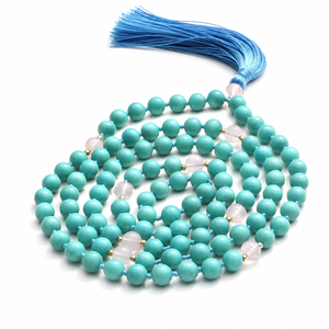 Cuentas Mala Anudadas a Mano en Piedra Preciosa Natural, Collar de 108 Cuentas para Uso Diario en Yoga - Product Image 1