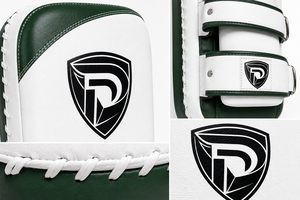 Cibles de frappe en cuir blanc et vert pour l'entraînement de Taekwondo – Conception durable - Product Image 2