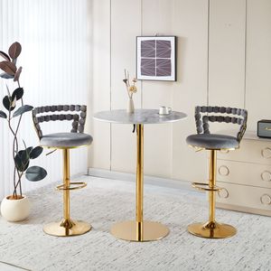 Sgabelli da Bar Moderni (Set di 2) con Gambe in Tubo di Ferro Dorato, Cuscini Morbidi e Schienale Confortevole per Sala da Pranzo - Product Image 2