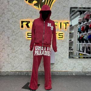 New Tracksuit Custom Made Gray Full <b>Zip</b> <b>Hooded</b> Sweatshirt Pants Set Made Pakistan Print Design Formal Winter 100% Cotton Adults - Product Image 5