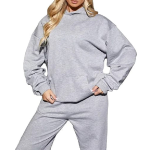 Survêtement de fitness grande taille personnalisé en polyester/nylon unisexe respirant pour l'automne, ensemble de survêtement épais uni, vente en gros, coupe classique - Product Image 2