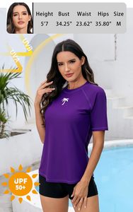 <b>Women</b> <b>Rash</b> <b>Guard</b> Two Piece Swimsuit Short Sleeve Stretchable Swimwear Surfing Beach Bathing Suit <b>Rash</b> <b>Guard</b> - Product Image 6