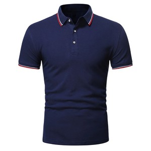 Polo à manches courtes en tricot bleu pour homme, couleur unie, design boutonné, coupe décontractée, fabrication OEM ODM, tissu respirant - Product Image 2