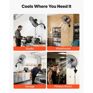 Ventilatore oscillante da parete a 18 pollici con 3 velocità, flusso d'aria prolungato, angolo di rotazione regolabile, tipi di spina (AU/US) - Product Image 6