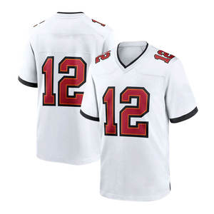 Conjunto de Jersey de Fútbol Americano para Hombre, Blanco y Rojo, Número 12, Impresión Sublimada, Manga Corta, Cuello en V, Pantalones Acolchados, Cierre de Cinturón - Product Image 3