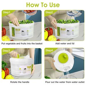 Centrifuga per Insalata a Manovella con Coperchio Asciugante per Frutta e Verdura, Ideale per Uso Domestico in Cucina - Product Image 2