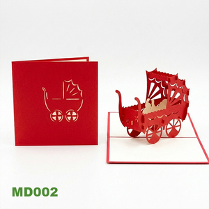 Custom <b>Handmade</b> 3D Pop-up Greeting Cards High Quality Gloss Varnishing Kraft <b>Paper</b> Offset UV Printing Model, Baby Cariage. - Product Image 1