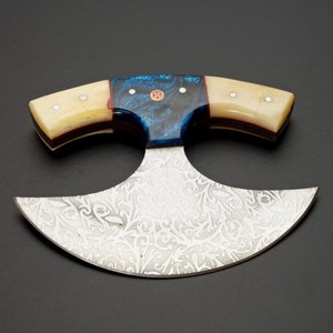Handmade Stainless Steel Razor <b>Sharp</b> Ulu Chef <b>Knife</b> with Camel Bone & Resin Handle OEM OEM Customizable Factory Direct Supplier - Product Image 2