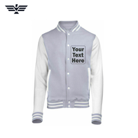 Blouson universitaire d'hiver pour homme en 100 % laine imperméable, coloris rouge et blanc, col montant, fermeture éclair, style baseball