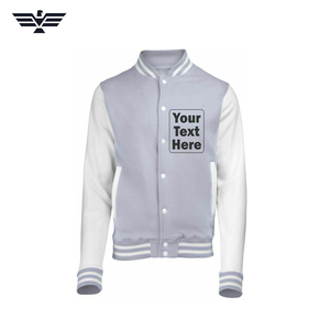 เสื้อแจ็คเก็ตวาร์ซิตี้บุขนสัตว์ 100% กันน้ำ สีแดงขาว สำหรับผู้ชาย แบบสั่งทำพิเศษ คอตั้ง ปิดด้วยซิป สไตล์เบสบอล บอมเบอร์ - Product Image 3