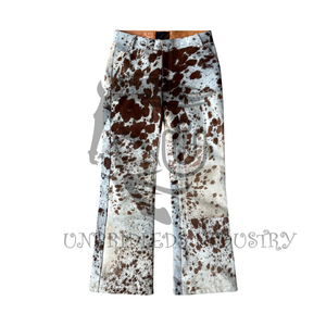 กางเกงหนังวัวแบบสองชั้น สีแทนขาว - Product Image 1