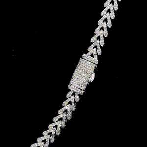 <b>Iced</b> <b>Out</b> VVS Moissanite 6mm Cuban <b>Chain</b> 925 Sterling Silver Rhodium Plated V-Link Trendy Unisex Necklace - Product Image 5