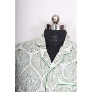 Camisa Larga Midi de Algodón Indio de Lujo con Estampado Digital, Transpirable, con Cuello en V Profundo, para Novia, con Botones, Ajustada al Cuerpo - Product Image 2