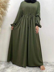 Abaya Ramadan Modeste Simple Droite en Mousseline pour Femme - Taille Naturelle Longueur Ras du Sol 100% Coton Écologique Respirant Musulman - Product Image 1