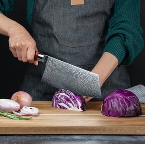 Ensemble de couteaux de cuisine écologiques avec manches en bois de résine rouge exquis, acier Damas 67 couches, cœur en acier japonais VG10, couteau de chef - Product Image 2