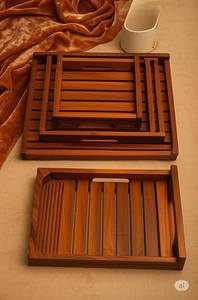 Ensemble de plateaux en bois de Sheesham de qualité supérieure, faits à la main, style rustique indien, écologiques, pour la cuisine et la table - Product Image 5