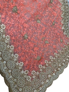 เสื้อส่าหรีแบบดั้งเดิมของอินเดีย ดีไซน์ใหม่สุดพิเศษ สำหรับงานปาร์ตี้ ตกแต่งด้วยงานปักมุกและเพชร - Product Image 6