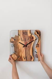 Round Wooden Time <b>Clock</b> Natural Timber Wall Decor Silent <b>Movement</b> <b>Clock</b> for Home Restaurant Cafe Hotel Decoration - Product Image 1